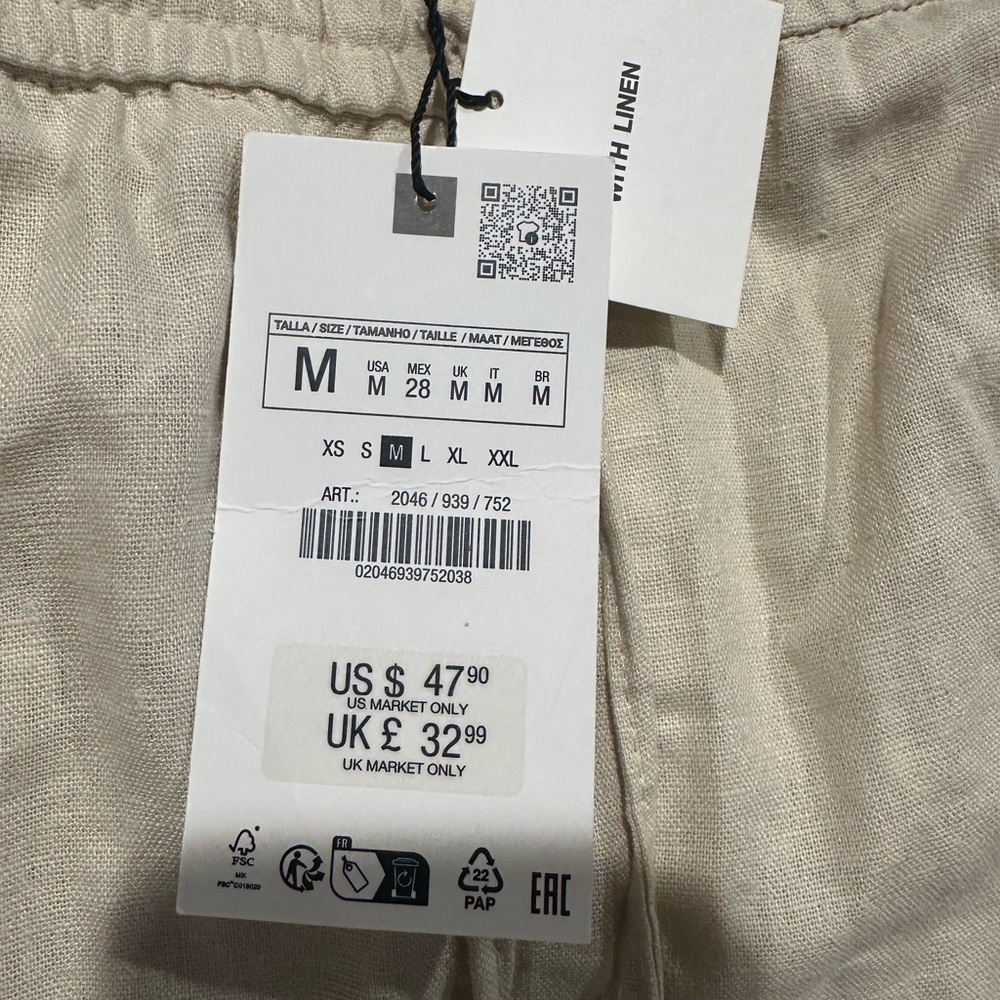 Zara Women's Cream Wide-Leg Pants - Picture 7 of 10